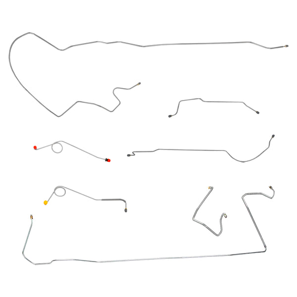 1967 Plymouth Barracuda/Valiant w/8 3/4 Rear Manual Drum Brake Line Kit 7pc, OE Steel