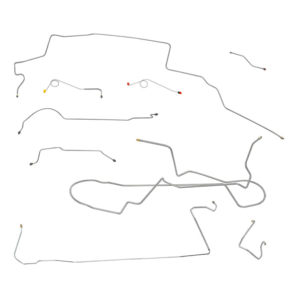 1967 Plymouth Barracuda/Valiant w/Two-Piece F to R, 8 3/4 Rear Manual Disc Brake Line Kit 8pc, OE Steel