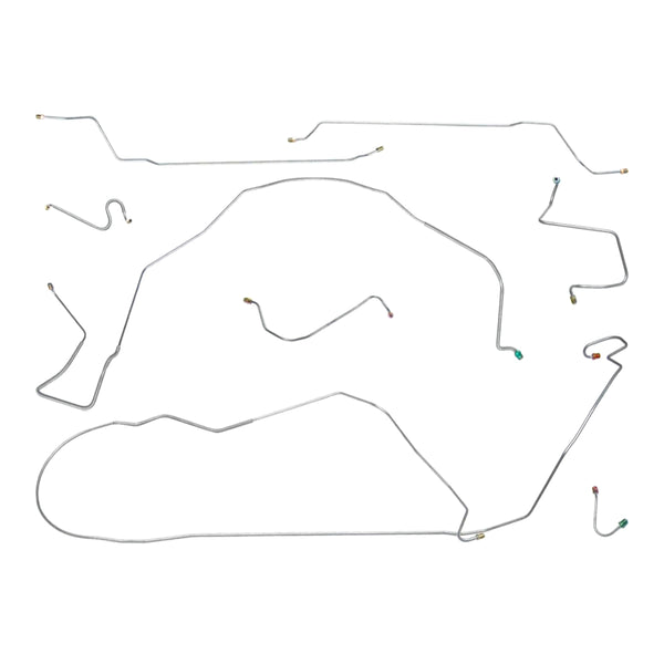 1974-76 Plymouth Duster Valiant Complete Manual Drum Brake Line Kit 7pc, 8-1/4 Axle, OE Steel