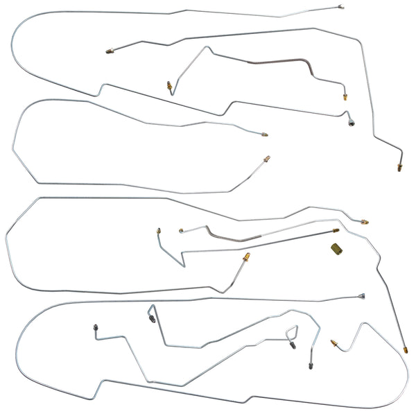 2004-05 Pontiac Bonneville, Four-Wheel Disc w/ ABS, Complete Brake Line Kit, 10pc, OE Steel