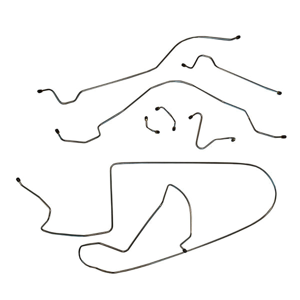 1963-64 Pontiac Bonneville (Front of Crossmember Routing) Power Drum Brake Line Kit 7pc OE Steel