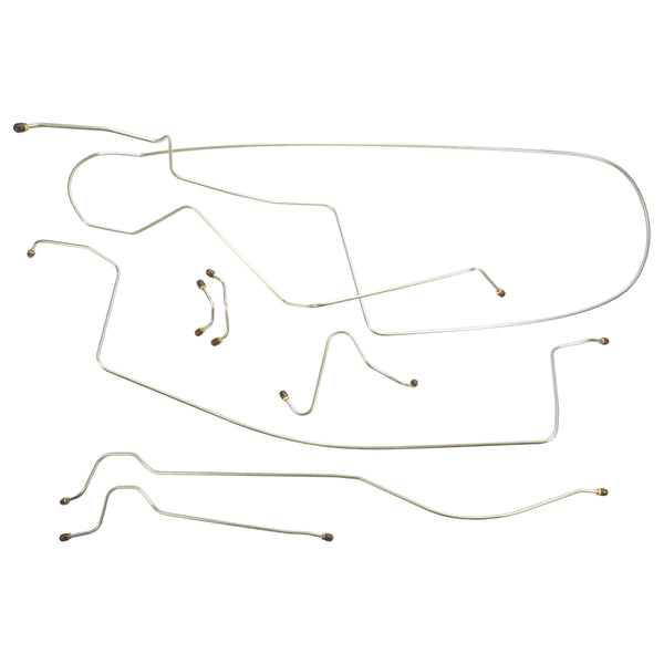 1963-64 Pontiac Bonneville (Rear of Crossmember Routing) Power Drum Brake Line Kit 7pc OE Steel