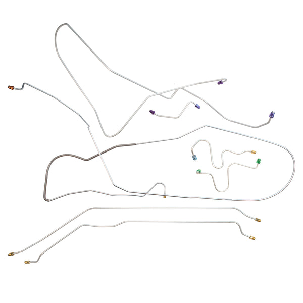 1967-68 Pontiac Catalina Power Drum Brake Line Kit 7pc, OE Steel