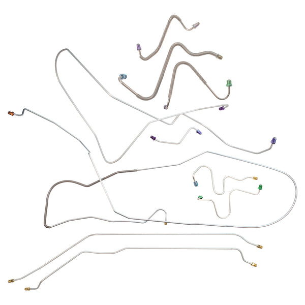 1967-68 Pontiac Catalina Power Disc Brake Line Kit 7pc, OE Steel