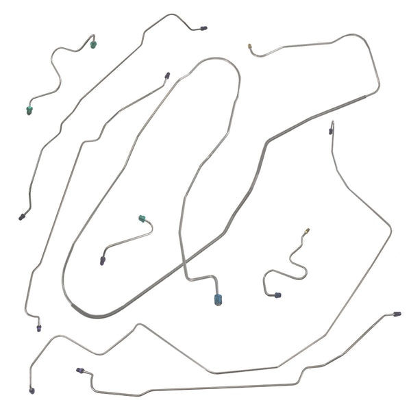 1970 Pontiac Catalina 122" WB Power Drum Brake Line Kit 8pc, OE Steel