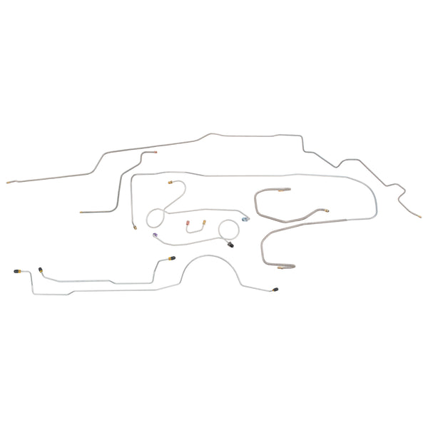 1970 Plymouth Cuda Complete Power Disc 9pc (Hemi Engine) Brake Line Kit (2pc Front to Rear) OE Steel