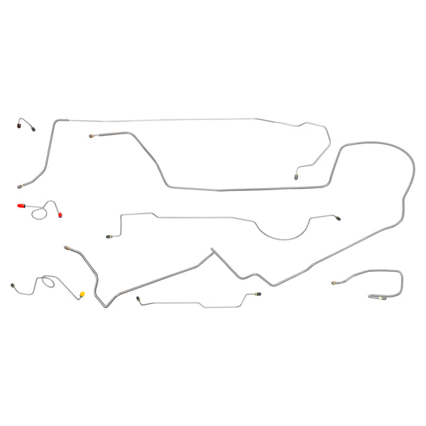 1971 Plymouth Cuda Complete Power Disc Brake Line Kit 8pc (1pc Front to Rear), OE Steel