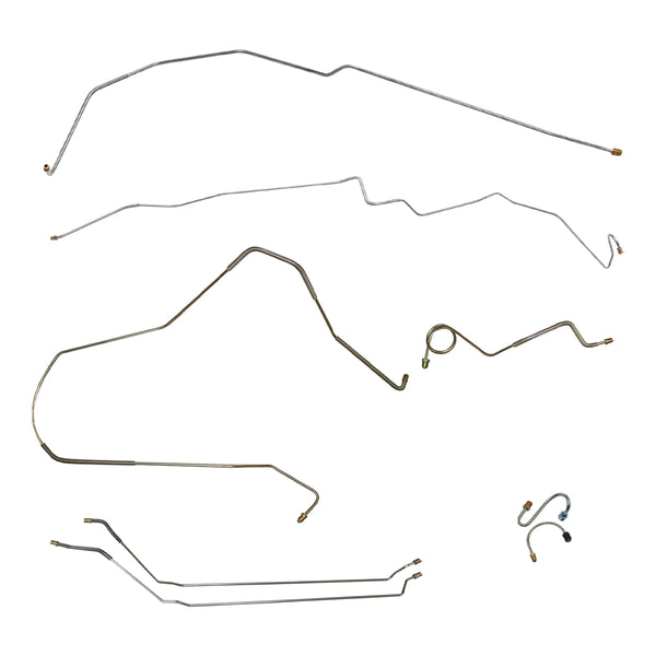 1967 Pontiac Firebird w/Two-Piece F to R Power Drum Brake Line Kit 8pc, OE Steel