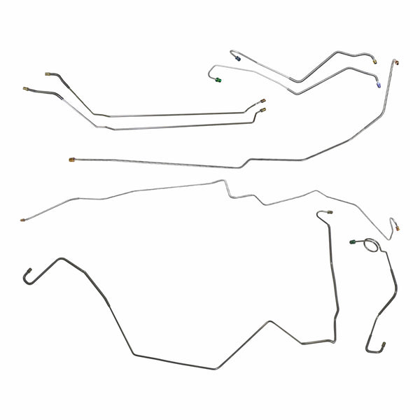 1967 Pontiac Firebird w/Two-Piece F to R Power Disc Brake Line Kit 9pc, OE Steel