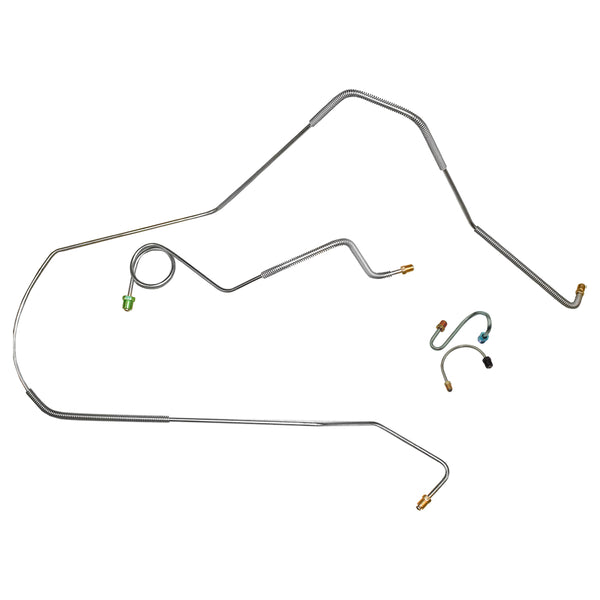 1967 Pontiac Firebird Power Drum Front Brake Line Kit 4pc, OE Steel