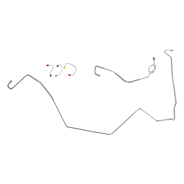 1967 Pontiac Firebird Factory Power Disc Front Brake Line Kit 5pc, OE Steel