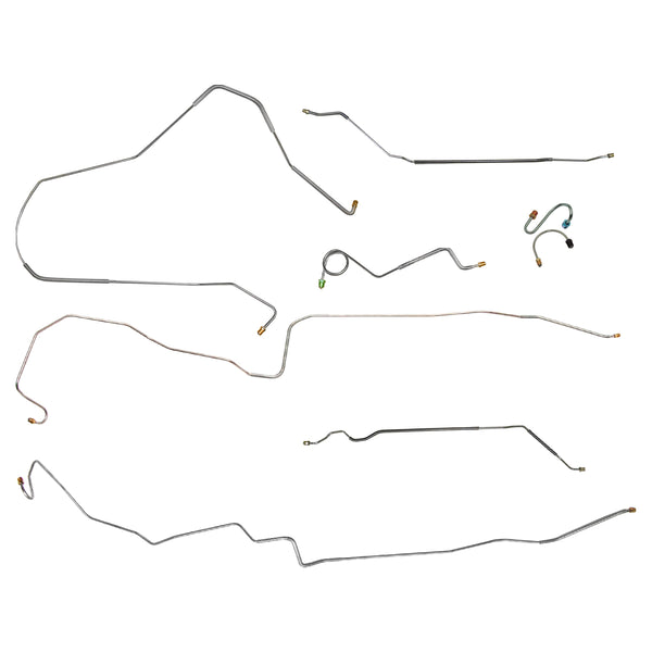 1968 Pontiac Firebird w/Two-Piece F to R Power Drum Brake Line Kit 8pc, OE Steel