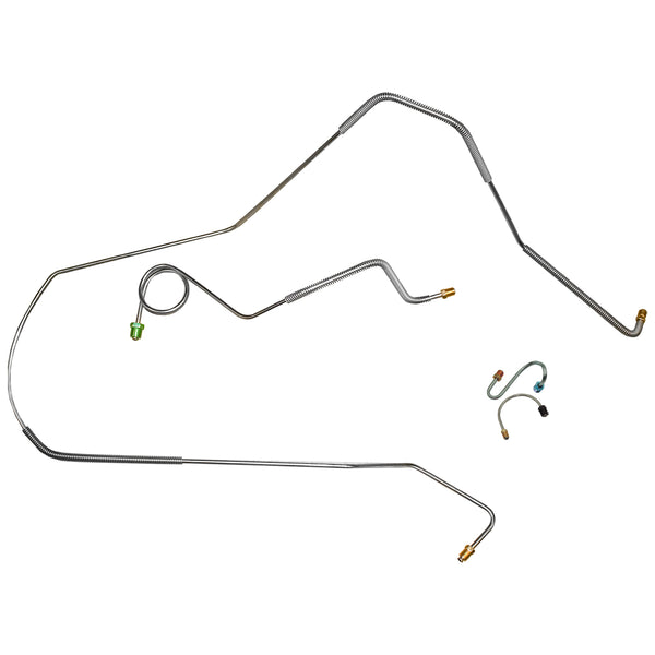 1968 Pontiac Firebird Power Drum Front Brake Line Kit 4pc, OE Steel