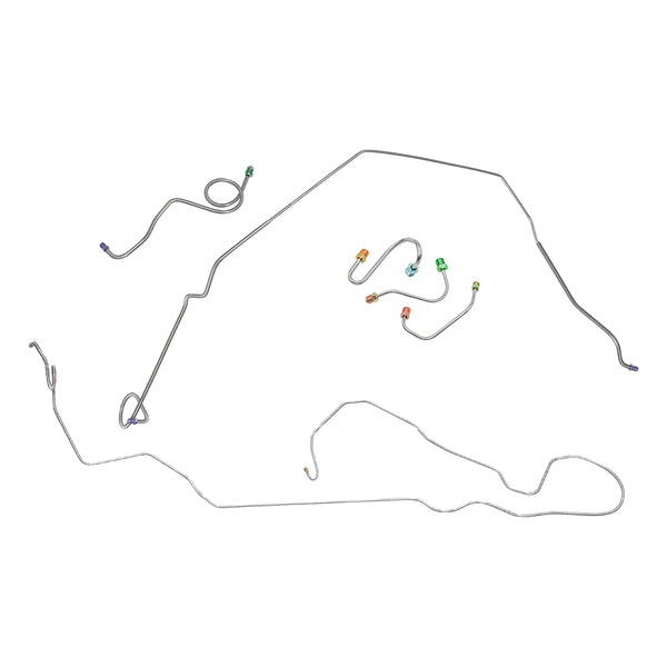 1969 Pontiac Firebird 1pc F to R Power Disc Brake Line Kit 8pc, OE Steel