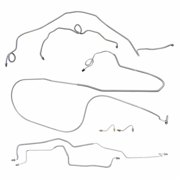 1986-89 Pontiac Firebird/TA w/Metric Fittings Power Disc Complete Brake Line Kit 7pc, OE Steel