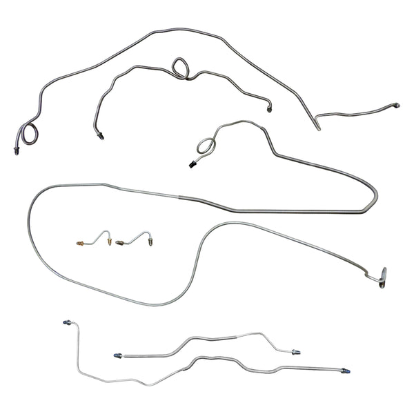 1989 Pontiac Firebird/TA w/Metric Fittings Four-Wheel Power Disc Complete Brake Line Kit 7pc, OE Steel