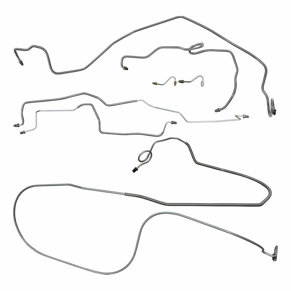 1990-92 Pontiac Firebird/TA w/Metric Fittings Power Disc/Drum Brake Line Kit 7pc, OE Steel