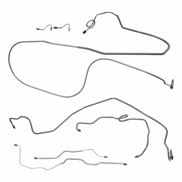 1990-92 Pontiac Firebird/TA w/Metric Fittings Four-Wheel Power Disc Brake Line Kit 7pc, OE Steel