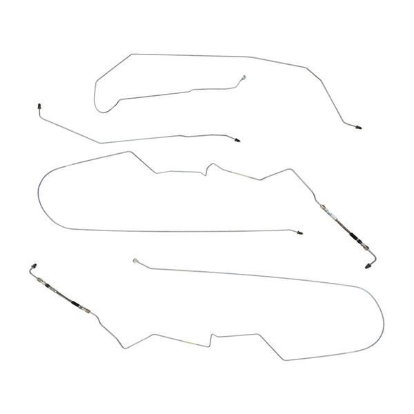 2004-08 Pontiac Grand Prix Four-Wheel Disc w/ABS Mid-Chassis Brake Line Kit (w/Flex) 4pc, OE Steel