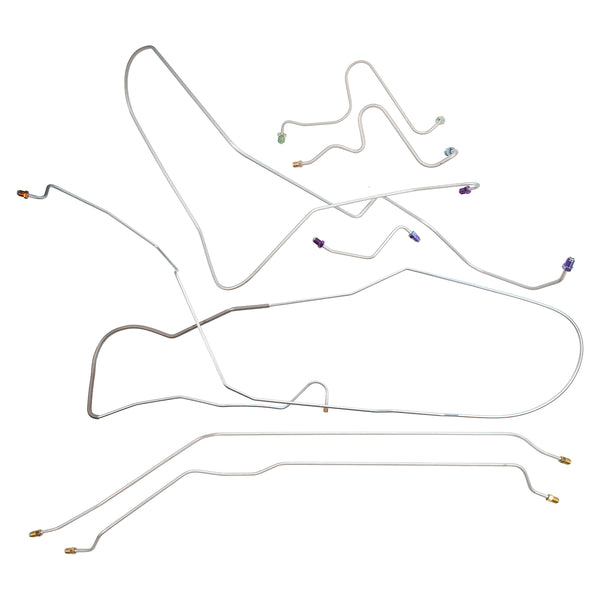 1967-68 Pontiac Grand Prix Manual Drum Brake Line Kit 7pc, OE Steel