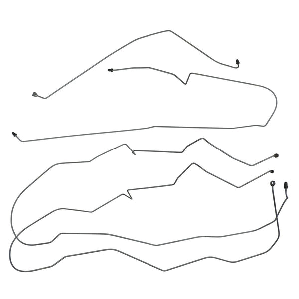 1988-1989 Pontiac Grand Prix 2 Door Coupe, 4 Wheel Power Disc Non-ABS, Mid Chassis Brake Line Kit, 4pc, OE Steel