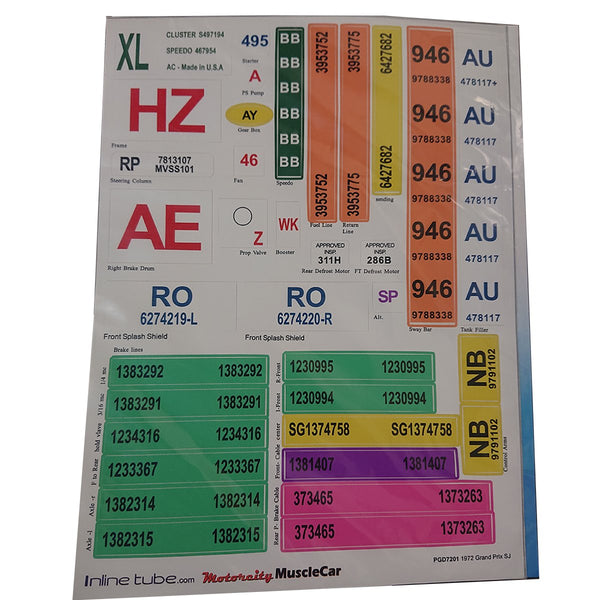 Concourse Detail Decals, 1972 Pontiac Grand Prix /SJ