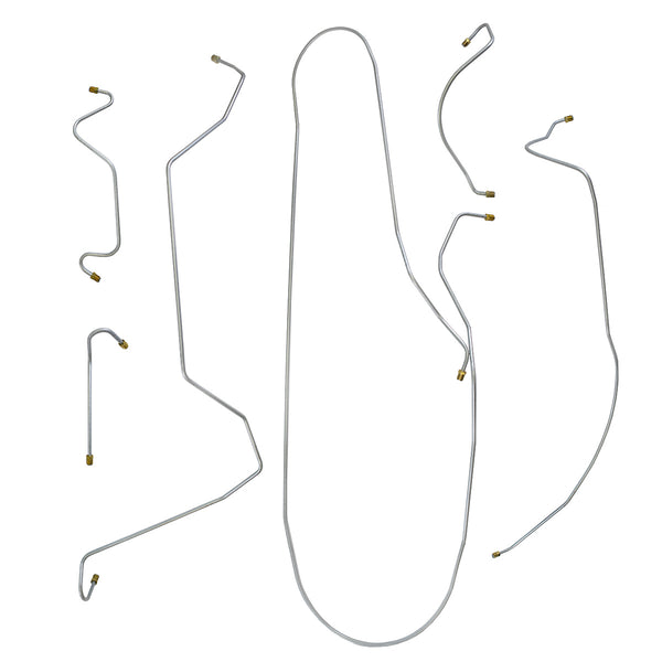 1961-62 Pontiac Tempest Manual Drum Brake Line Kit 6pc, OE Steel