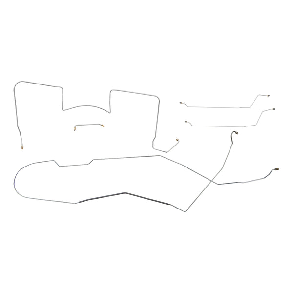 1964 Pontiac GTO Tempest LeMans Complete Manual Drum Brake Line Kit 6pc, V8, HDT, Side Port M/C (Less Common), OE Steel