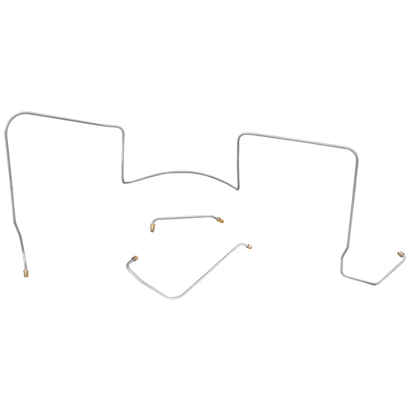 1964 Pontiac GTO Tempest LeMans Power Drum Front Brake Line Kit 3pc, V8, Side Port M/C, OE Steel