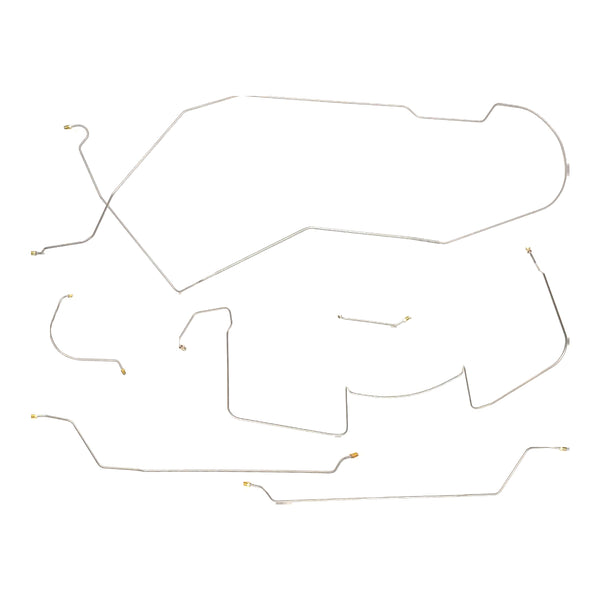 1965 Pontiac GTO Tempest LeMans Complete Manual Drum Brake Line Kit 6pc, V8, HDT, Side Port M/C (Less Common), OE Steel