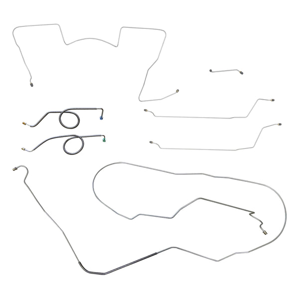 1965 Pontiac GTO Tempest LeMans Complete Power Disc Conversion Brake Line Kit 7pc, Convertible, (Block in Stock Location), OE Steel