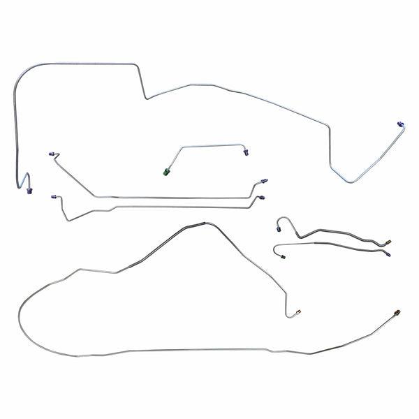 1967 Pontiac GTO LeMans Manual Drum Brake Line Kit 7pc, V8, Conv, Automatic Trans OE Steel