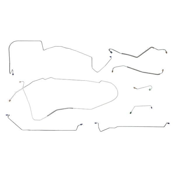 1967 (Early) Pontiac GTO Tempest LeMans V8 Hardtop (w/Valve Right of M/C) Power Disc Brake Line Kit 8pc, OE Steel