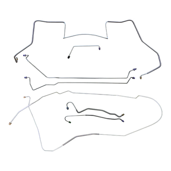 1967 Pontiac GTO Tempest LeMans Complete Manual Drum Brake Line Kit 7pc, V8, HDT, H.O. Ram Air Exhaust, OE Steel