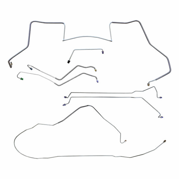 1967 Pontiac GTO Tempest LeMans Complete Power Drum Brake Line Kit 7pc, V8, Conv, H.O. Ram Air Exhaust, OE Steel