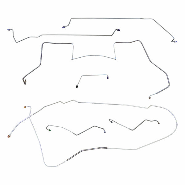 1967 Pontiac GTO Tempest LeMans Complete Power Drum Brake Line Kit 7pc, V8, HDT, H.O. Ram Air Exhaust, OE Steel