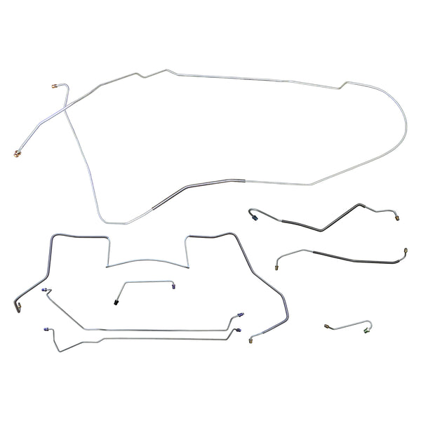 1967 (Early) Pontiac GTO Tempest LeMans V8 Hardtop w/Valve Rightt of M/C, H.O. Ram Air Exhaust Power Disc Brake Line Kit 8pc, OE Steel