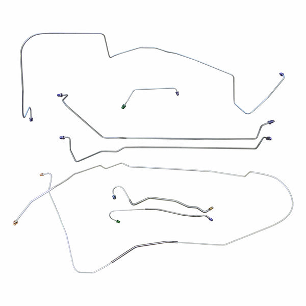 1967 Pontiac GTO Tempest LeMans Hardtop V8 w/MT Manual Drum Brake Line Kit 7pc, OE Steel