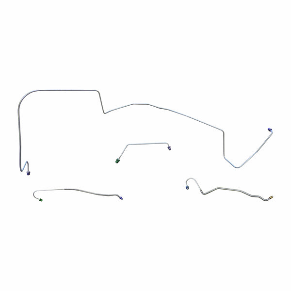1967 Pontiac GTO Tempest LeMans Complete Manual Drum Brake Line Kit 7pc, V8, Conv, Manual Trans, OE Steel