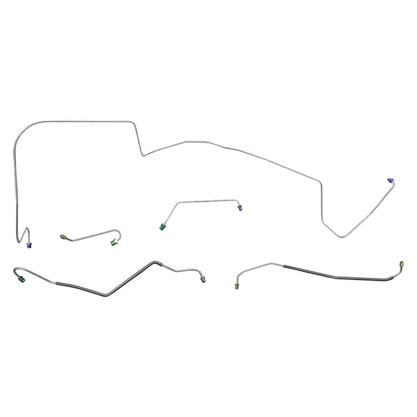 1967 (Early) Pontiac GTO Tempest LeMans V8 (Non-HO) w/Valve Right of M/C Factory Power Disc Front Brake Line Kit 5pc, OE Steel