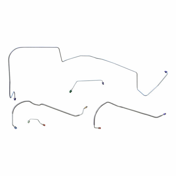 1967 (Late) Pontiac GTO Tempest LeMans V8 (Non-HO) w/Valve Left of M/C Factory Power Disc Front Brake Line Kit 5pc, OE Steel