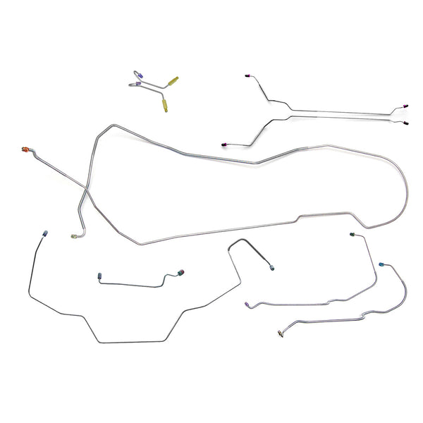 1968 Pontiac GTO/Tempest/LeMans Hardtop Power Drum Brake Line Kit w/Wheel Lines 9pc, OE Steel