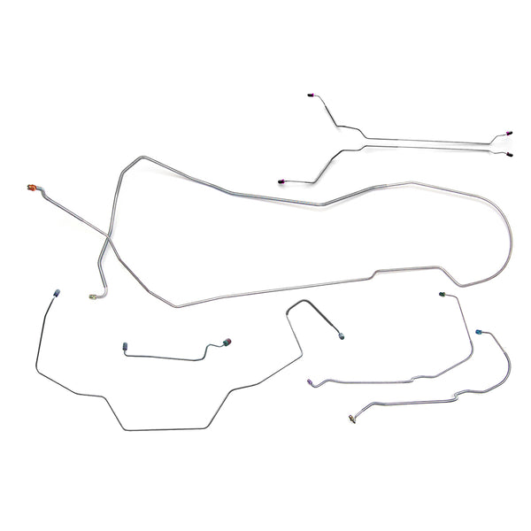 1968 Pontiac GTO/Tempest/LeMans Hardtop Power Drum Brake Line Kit w/Wheel Lines 9pc, OE Steel