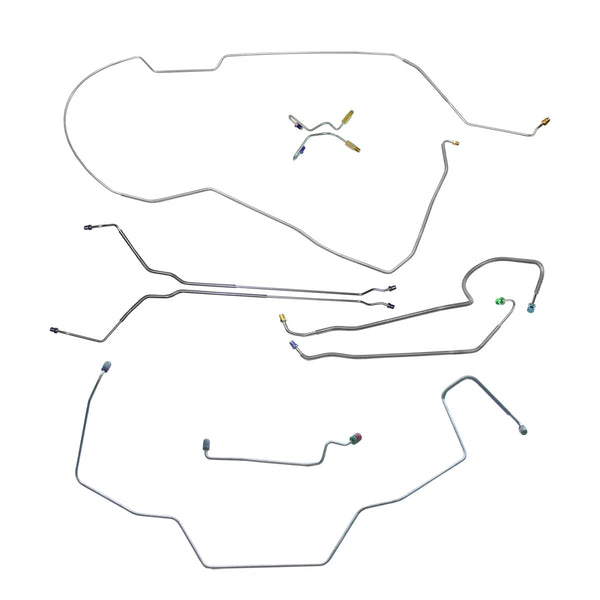 1968 Pontiac GTO/Tempest/LeMans Hardtop Manual Drum Brake Line Kit w/Wheel Lines 9pc, OE Steel