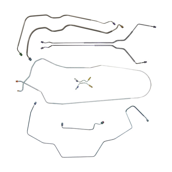 1968 Pontiac GTO/Tempest/LeMans Convertible Power Drum Brake Line Kit w/Wheel Lines 9pc, OE Steel