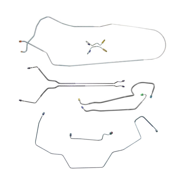 1968 Pontiac GTO/Tempest/LeMans Convertible Manual Drum Brake Line Kit w/Wheel Lines 9pc, OE Steel