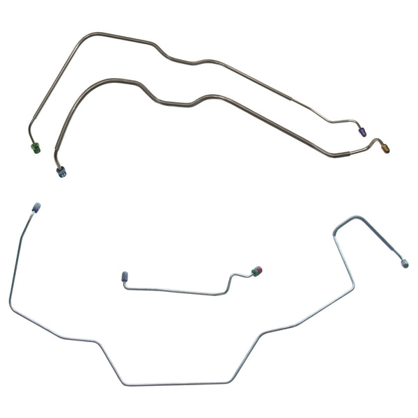 1968 Pontiac GTO Tempest LeMans Power Drum Front Brake Line Kit 4pc, OE Steel