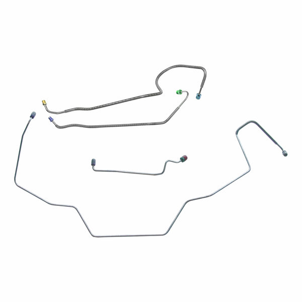 1968 Pontiac GTO Tempest LeMans Manual Drum Front Brake Line Kit 4pc, OE Steel