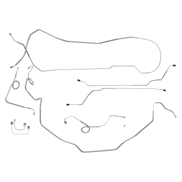 1969-72 Pontiac GTO LeMans Tempest, Convertible, Valve at Master, Power Disc Brake Conversion Line Kit, 9pc, OE Steel