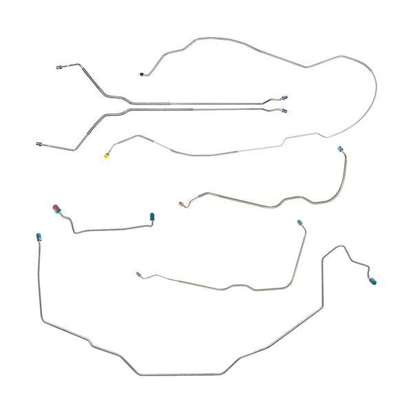 1970 Pontiac GTO Tempest LeMans Complete Power Drum Brake Line Kit 7pc, HDT, OE Steel